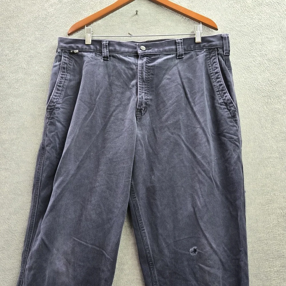 Carhartt Men Pants 38X32 Blue Cotton Nylon Chino Twill FR Work Pants READ